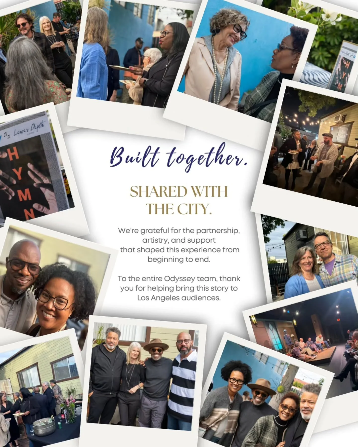 Bringing Hymn to Los Angeles alongside the Odyssey Theatre Ensemble has been an unforgettable experiences.

From the very beginning, this process was built on trust, care, artistic generosity, and a shared belief in the kind of stories that deserve s