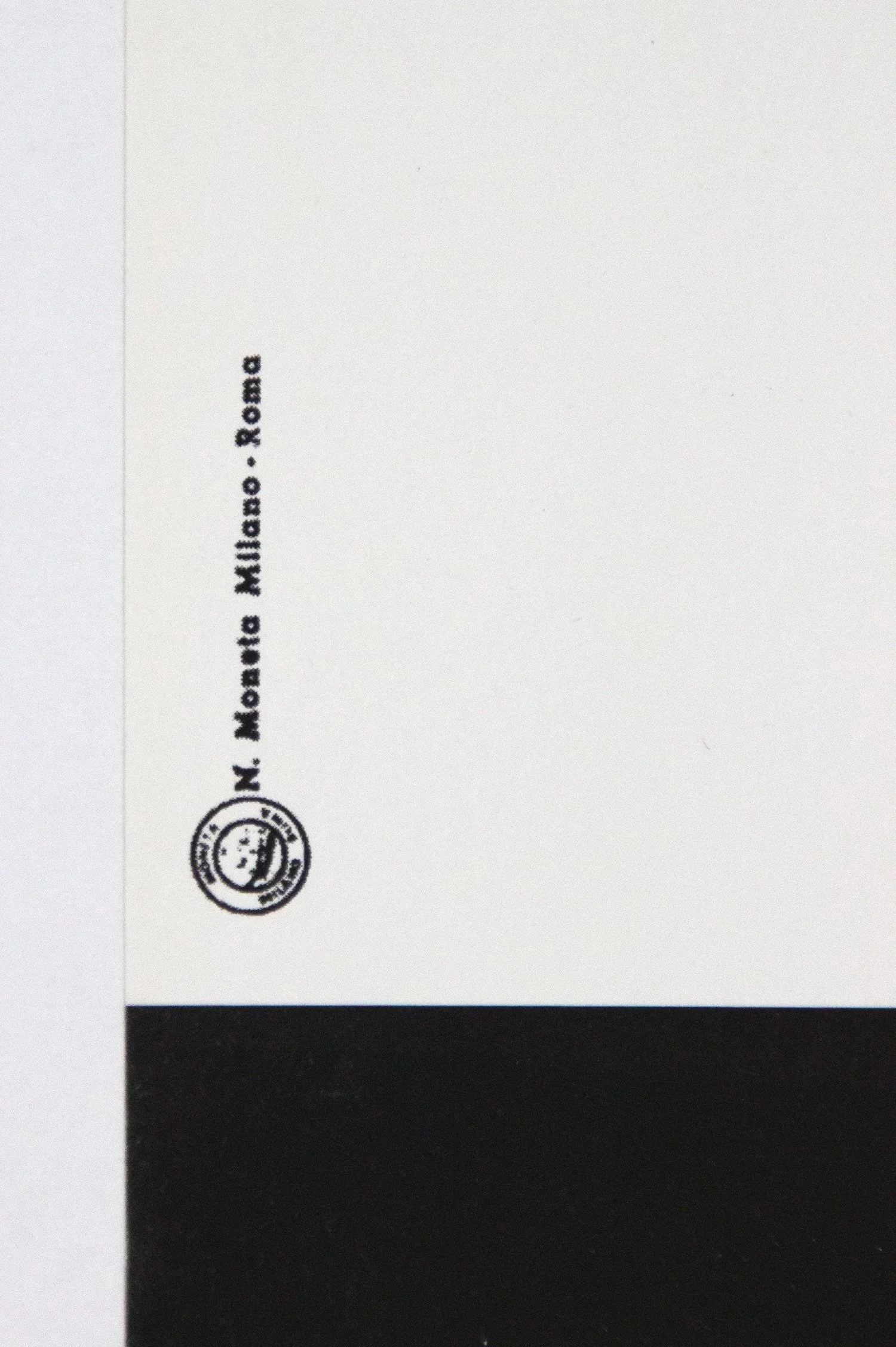 Printer information closeup from J P Bemberg acrobat vintage poster by artist René Gruau for advertising Bemberg's new fabric
