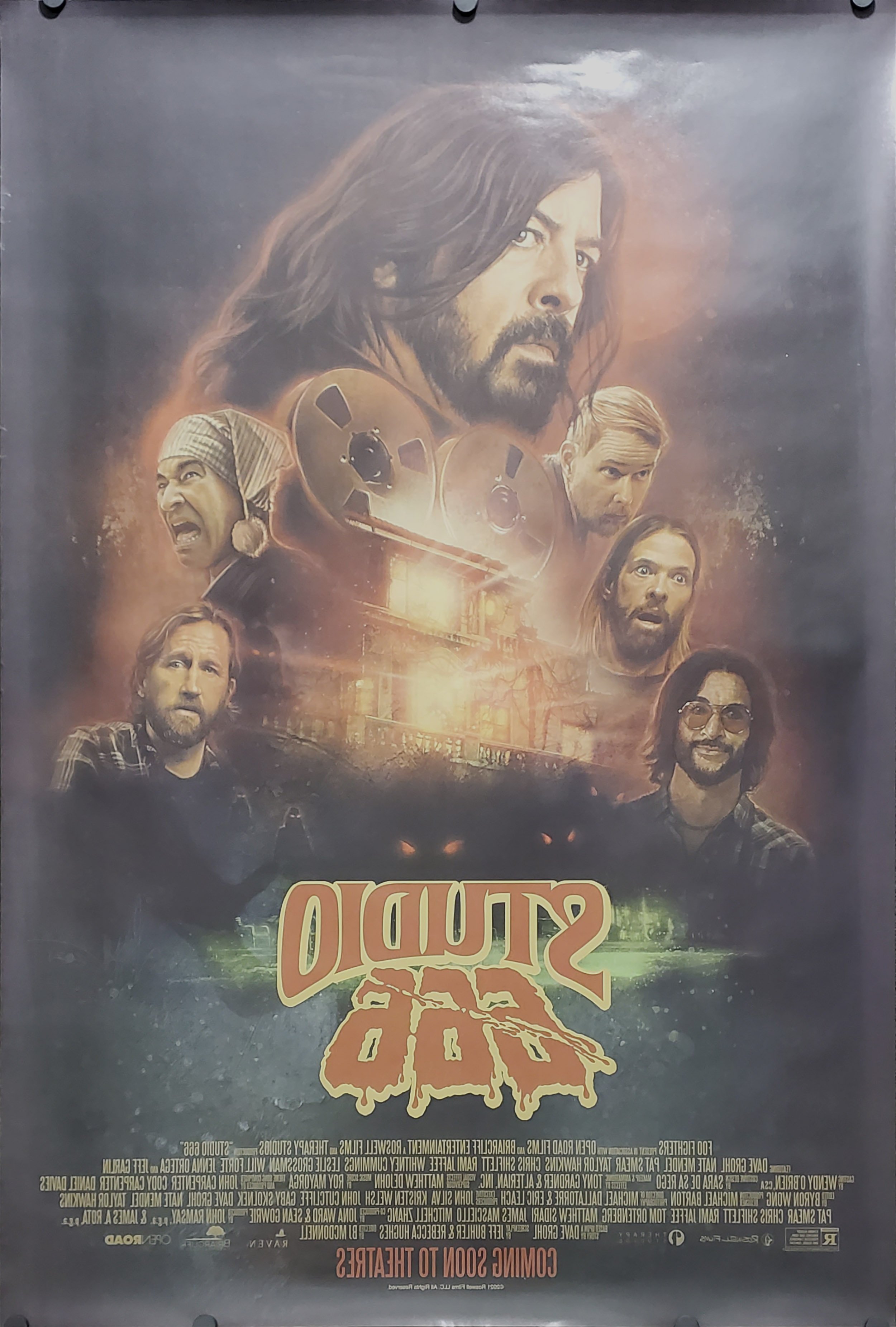 reverse side of original double sided Studio 666 movie poster