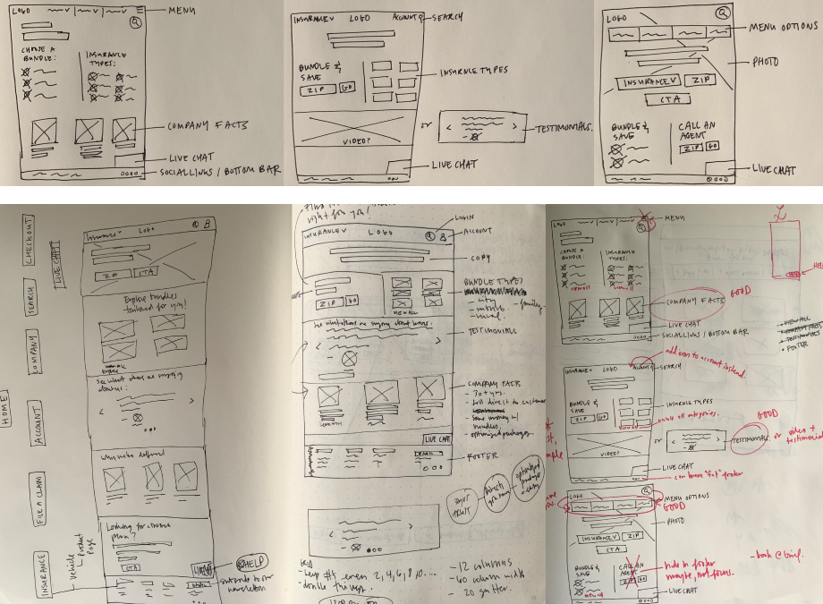 Homepage layout explorations