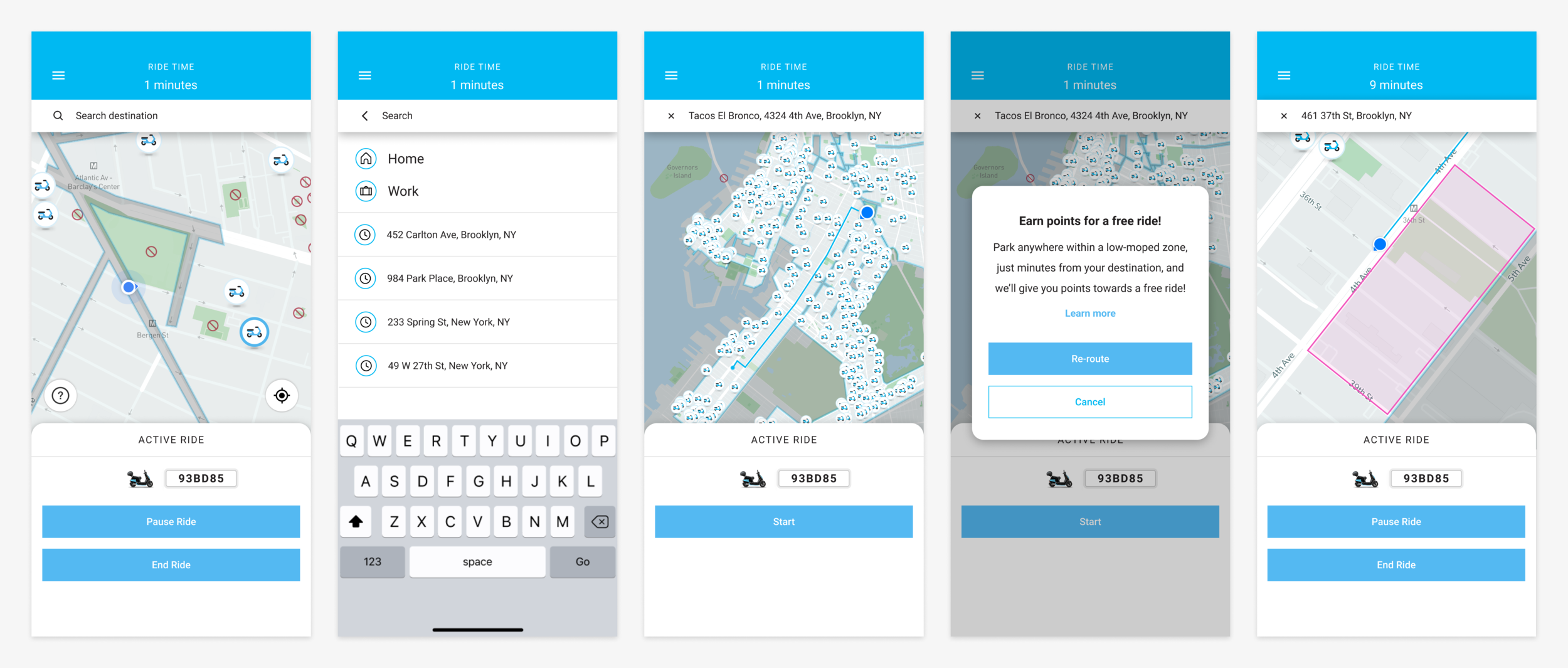 Initial hifi mockups used for the prototype, before usability testing