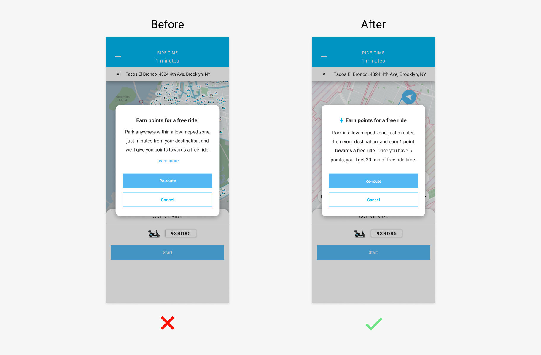 New modal prompt with more information about how the reward system works.
