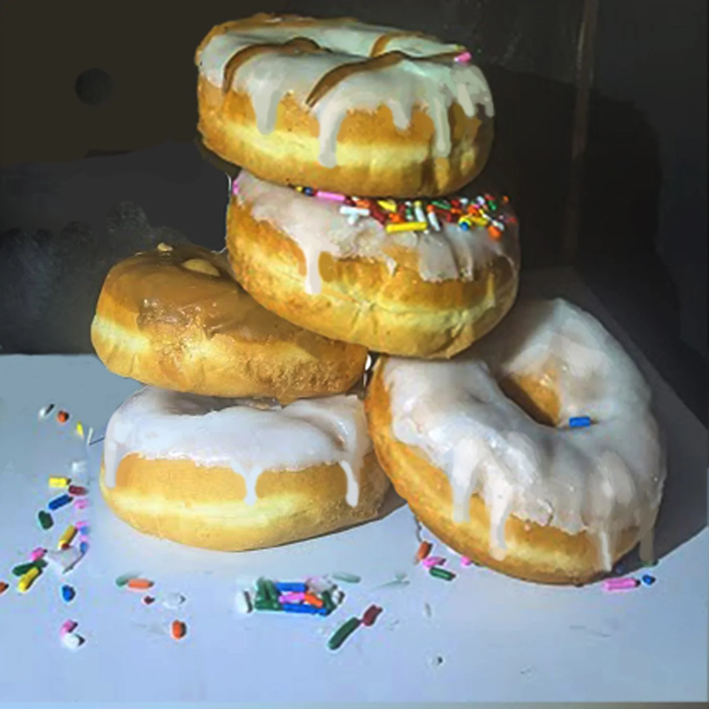 A Guided Oil Painting Workshop - A PYRAMID OF DONUTS -