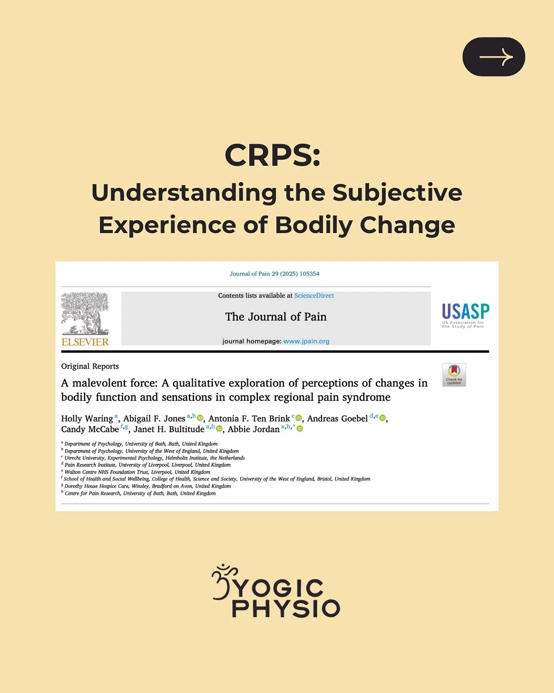 A recent global study involving 288 people with Complex Regional Pain Syndrome (CRPS) explored subjective perceptions of profound changes in bodily function and sensations. The analysis generated two major themes: &ldquo;An act of evil&rdquo; and &ld