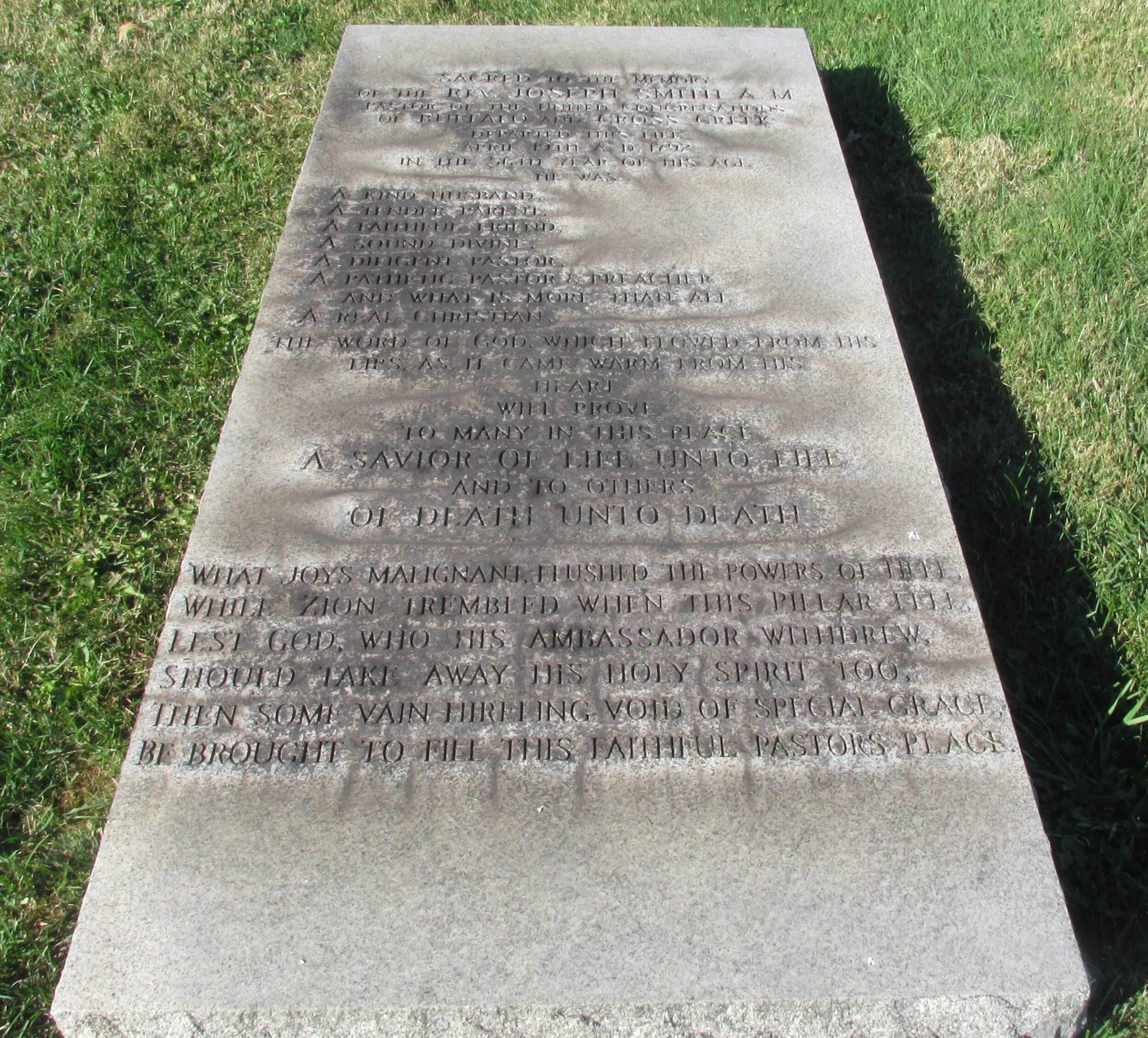 Joseph Smith is buried at Buffalo Cemetery, Buffalo Village,&nbsp;Pennsylvania.