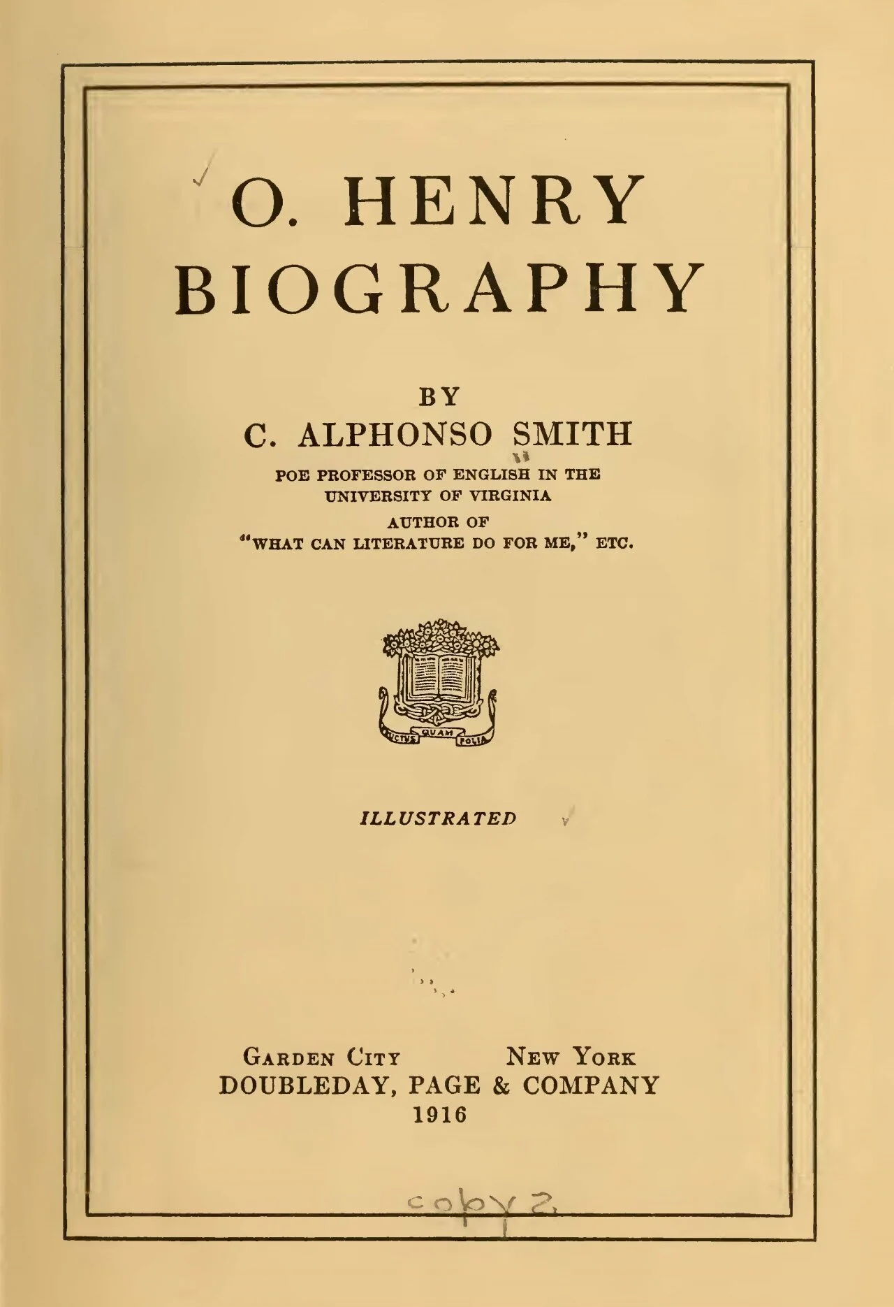 Smith, Charles Alphonso, O. Henry Biography Title Page.jpg