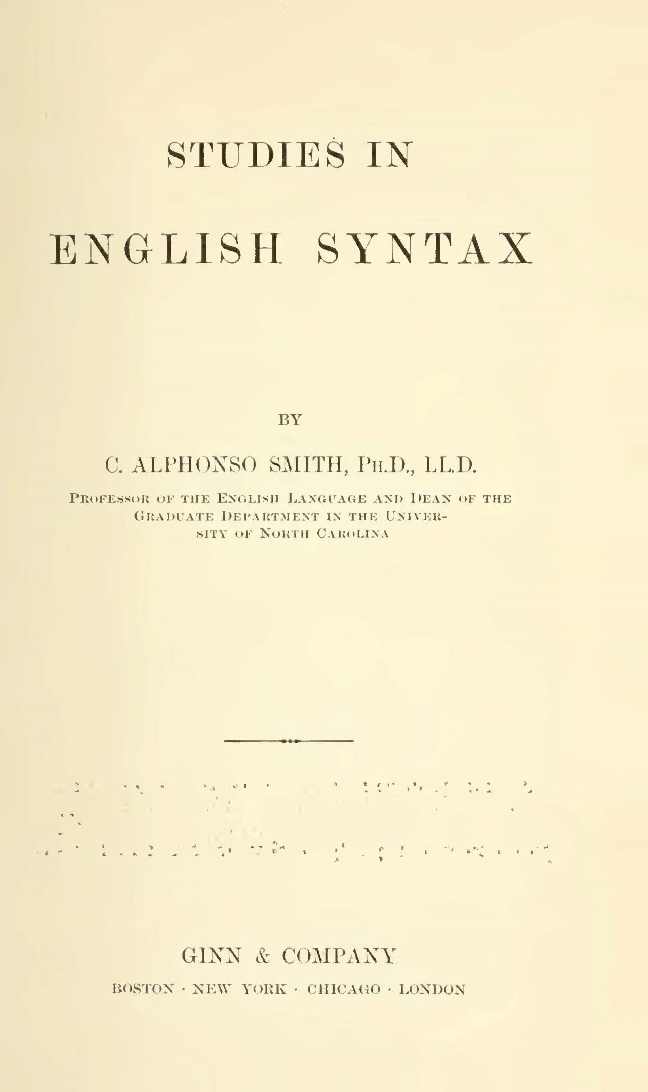 Smith, Charles Alphonso, Studies in English Syntax Title Page.jpg