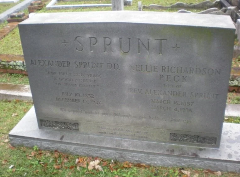Alexander Sprunt is buried at Magnolia Cemetery, Charleston, South Carolina.