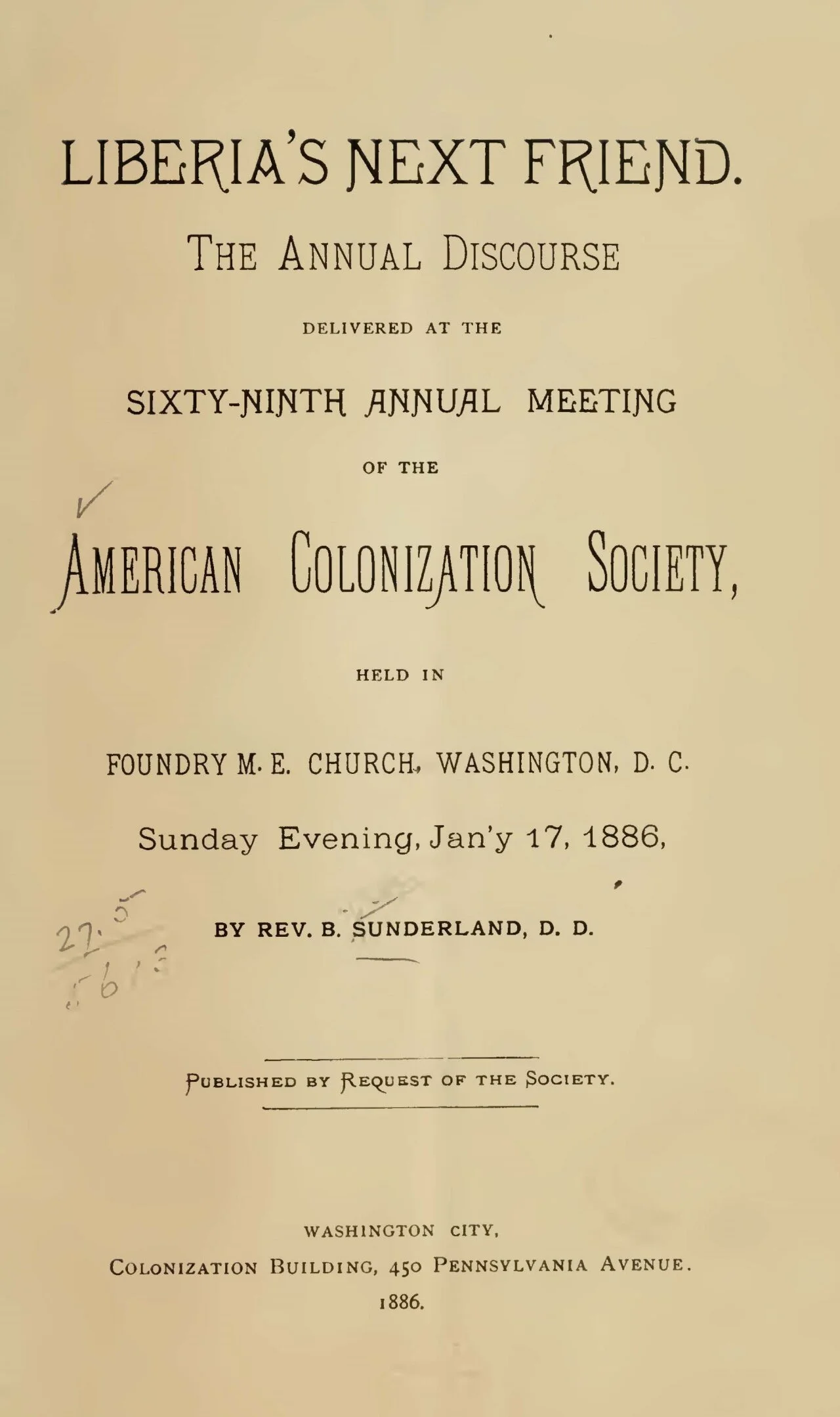 Sunderland, Byron, Liberia's Next Friend Title Page.jpg