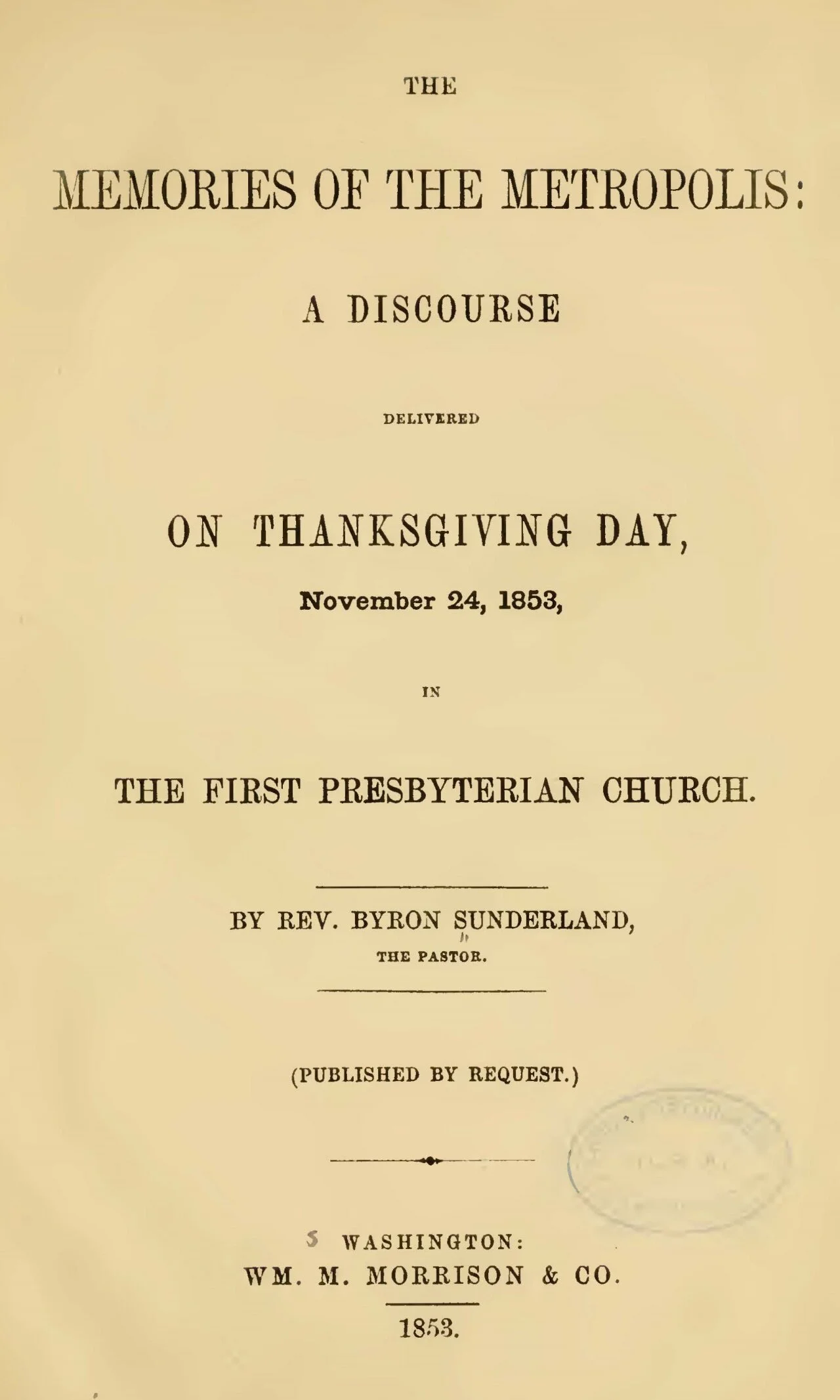 Sunderland, Byron, The Memories of the Metropolis Title Page.jpg