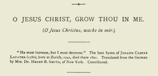 Translation of a hymn from German into English by Mrs. Elizabeth Lee Allen Smith.