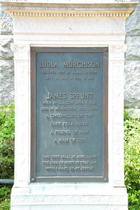 Luola Murchison Sprunt is buried at Oakdale Cemetery, Wilmington, North Carolina.