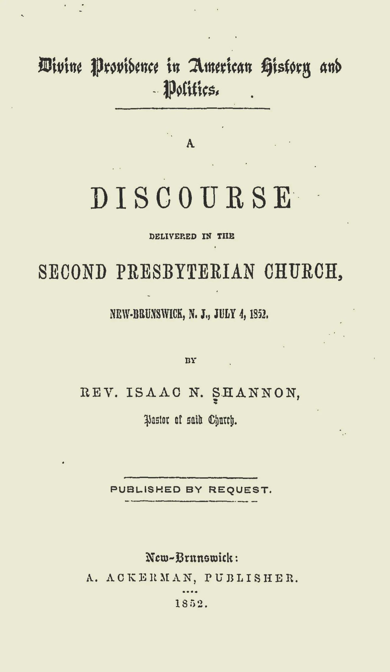 Shannon, Isaac Nathan, Divine Providence in American History and Politics Title Page.jpg