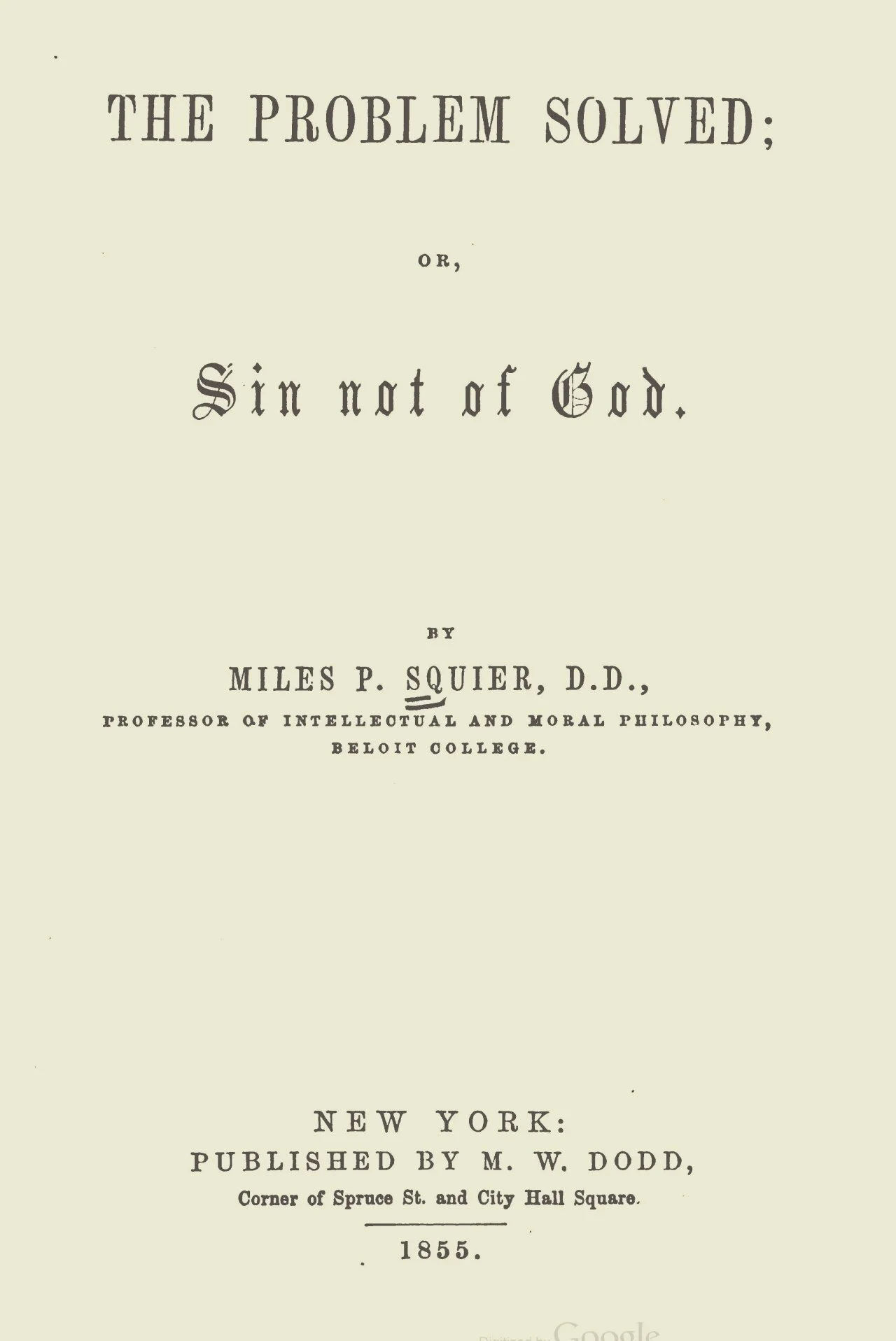 Squier, Miles Powell, The Problem Solved Title Page.jpg