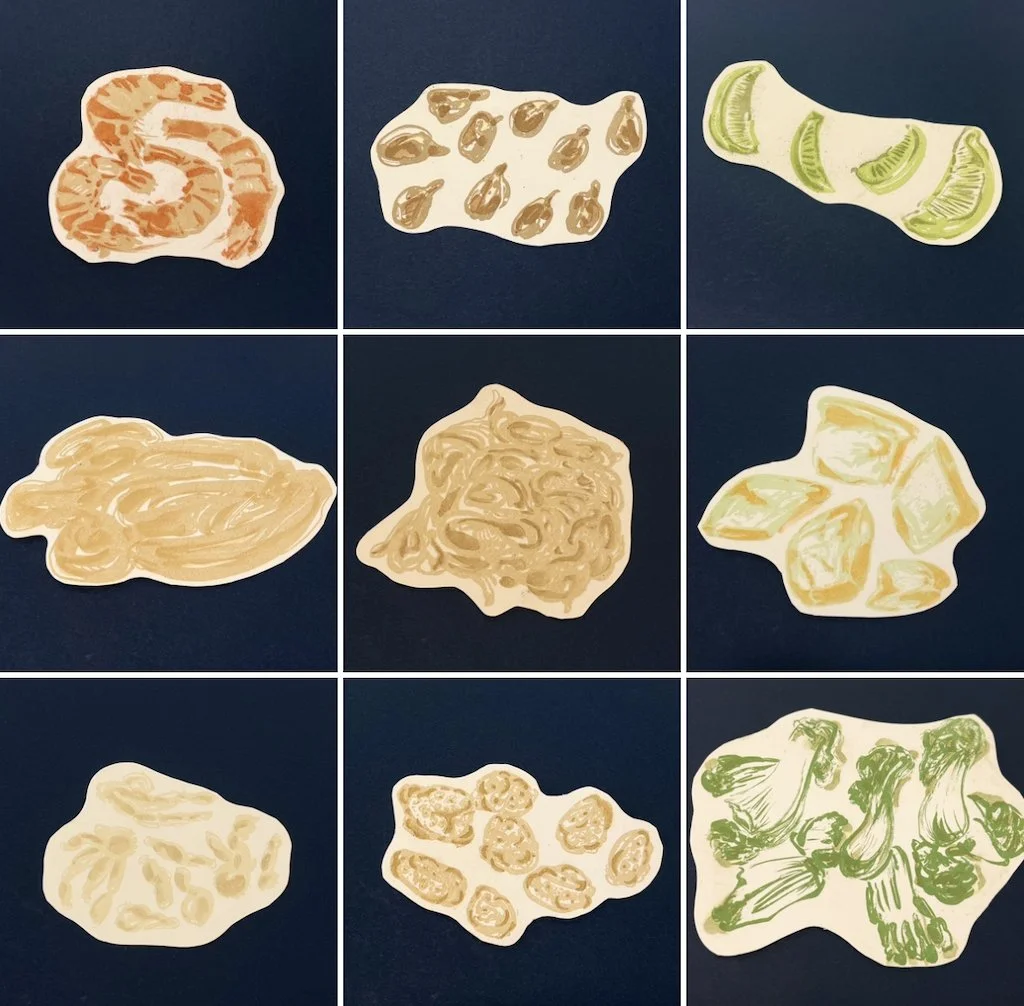 Samples of printed food ingredients