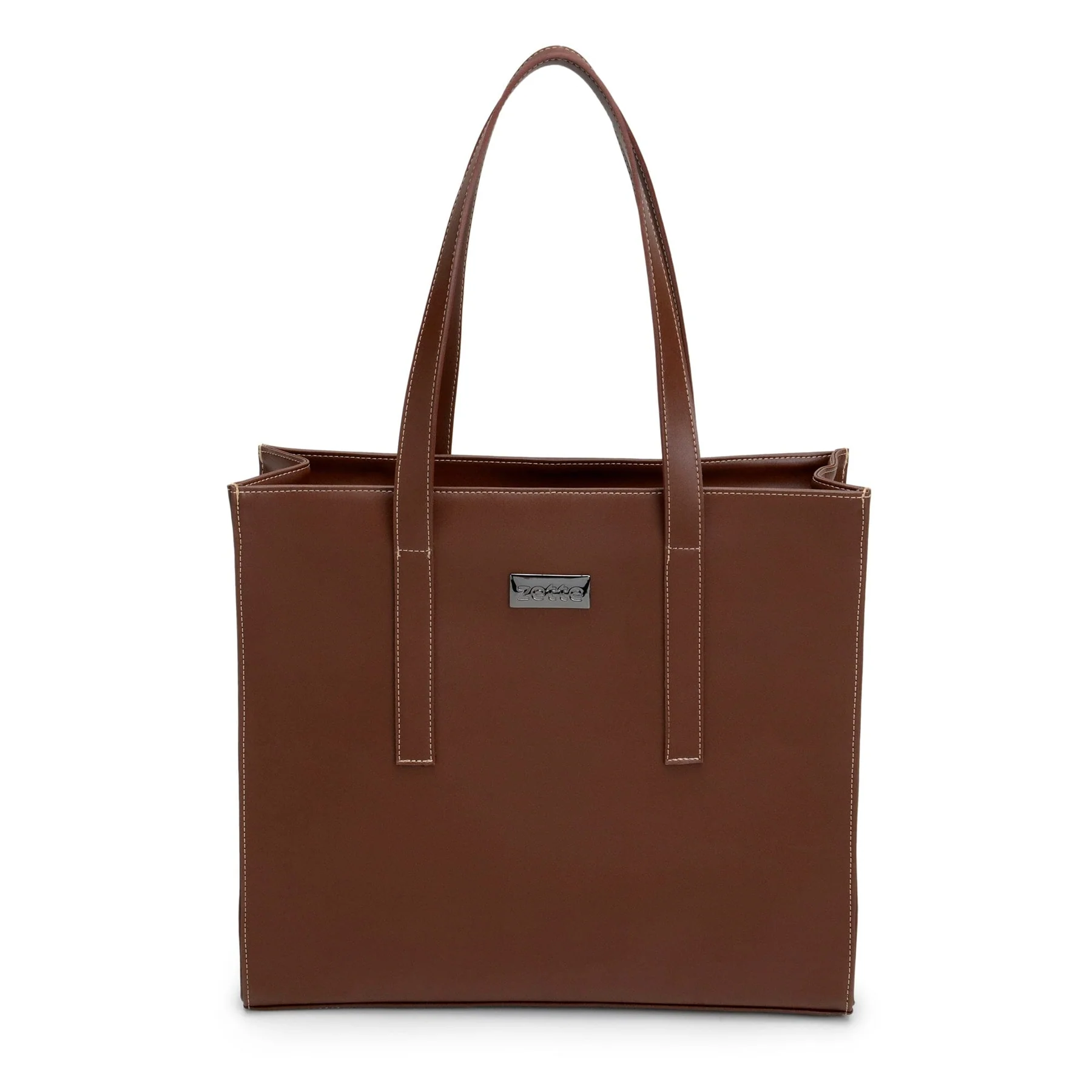 'HENRIETTA' CLASSIC TOTE BAG BY ZETTE - COGNAC