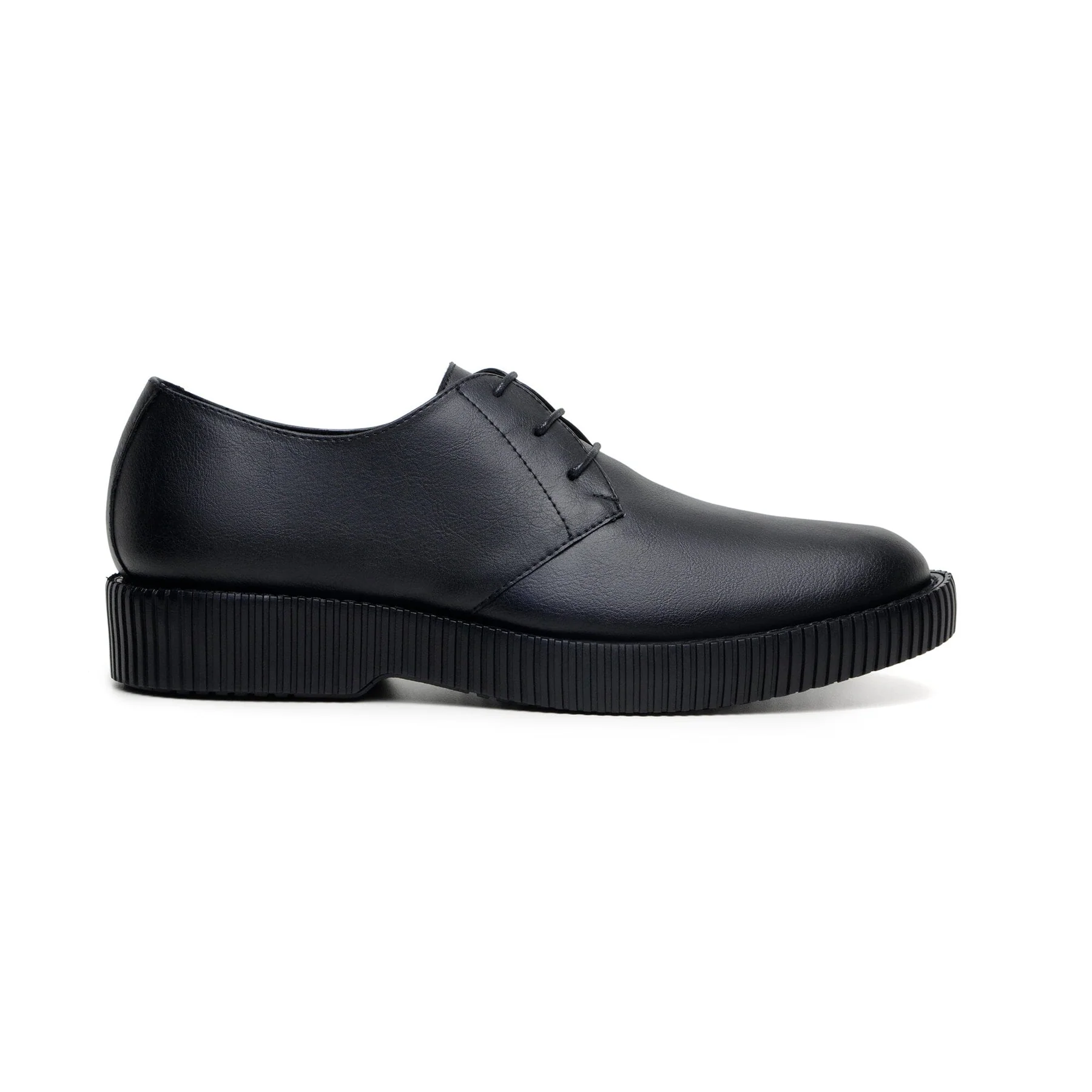 'ROGERIO' MEN'S CREEPER SOLE DERBY IN VEGAN LEATHER BY ZETTE SHOES - BLACK