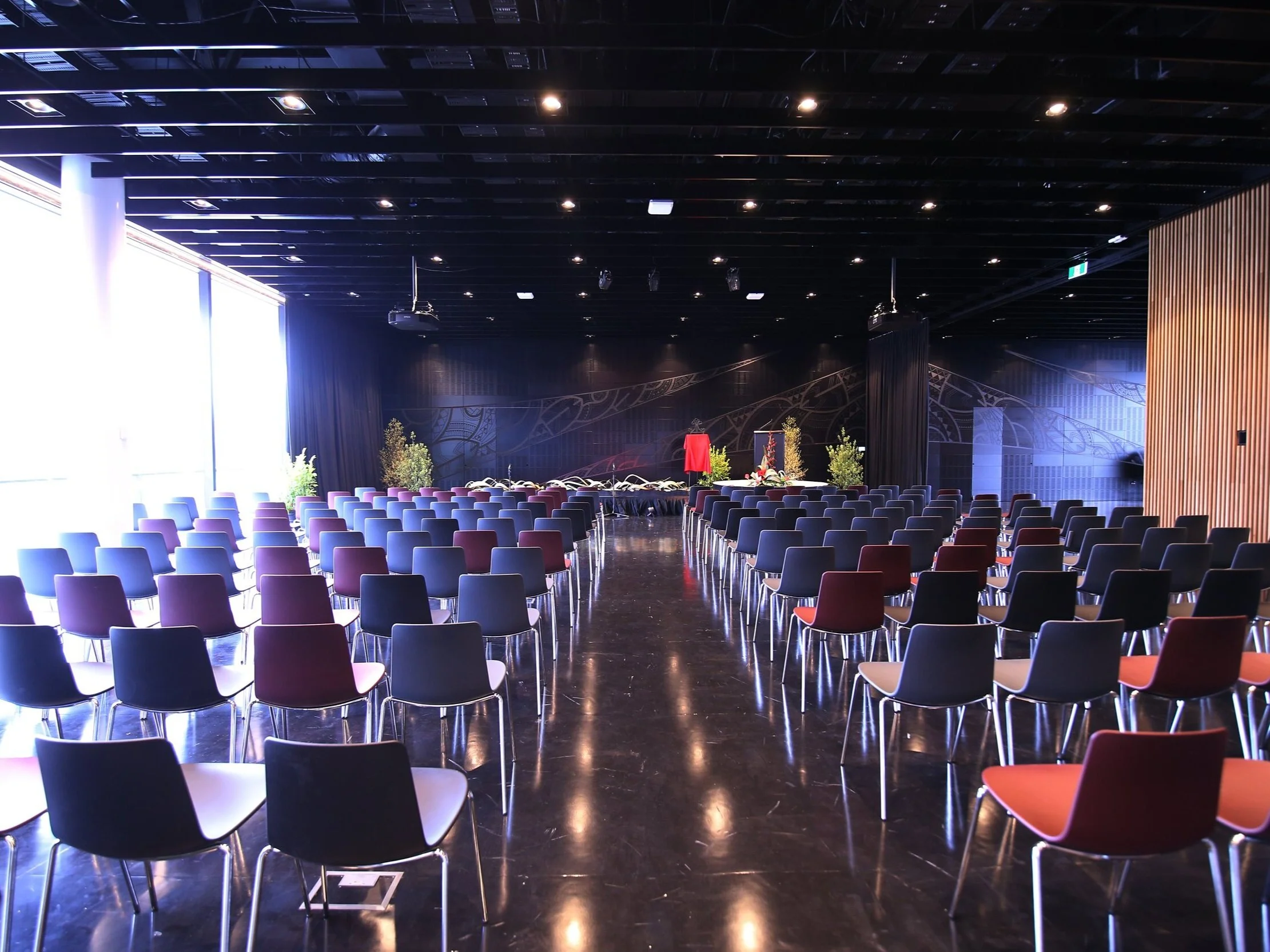 TSB Space - Tautoru  The TSB Arena can be booked along with the interconnected Activity Room, this allows for a capacity of 195 seated or 300 standing guests. Situated within Tūranga, which offers an impressive interior space and is a must-see for out of town visitors, there are great views out across Cathedral Square and back up Colombo St to Victoria Square.    Capacity  300