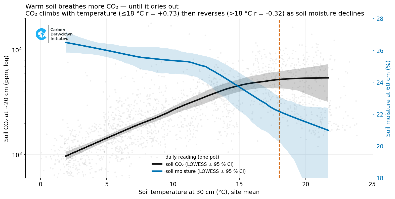 What the soil tells us when it breathes: reading four years of buried CO₂ sensors