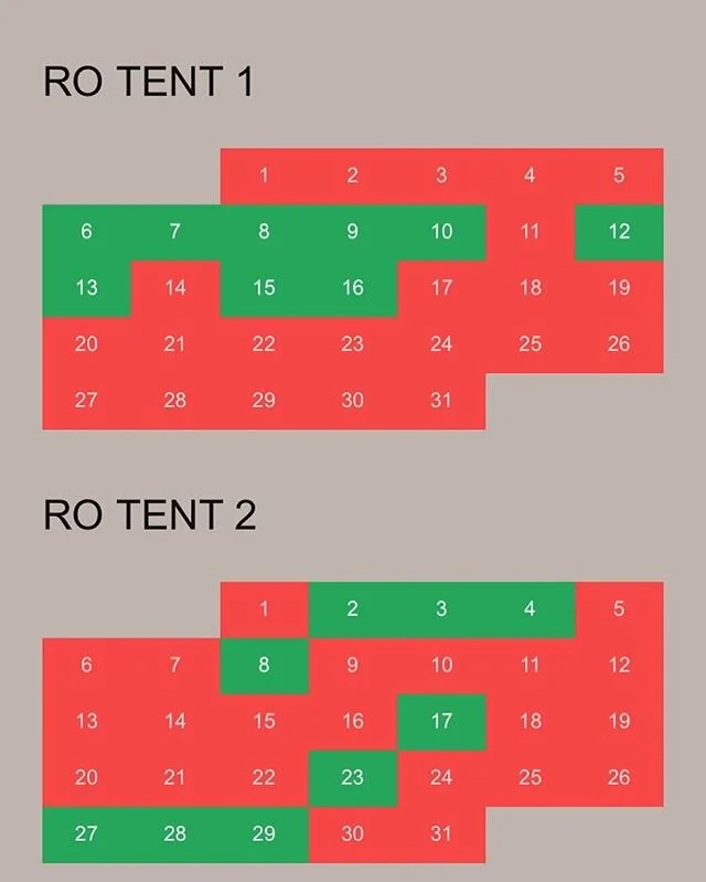 WOW alts&aring;! 〰️ Fuldt booket i Ro tent 1 i uge 30 og 31. Og kun f&aring; datoer tilbage i b&aring;de telte og hytter, det er jo helt vildt ✨ Tusind tusind tak til alle som har booket, og tak for at st&oslash;tte op, om en b&aelig;redygtig m&aring