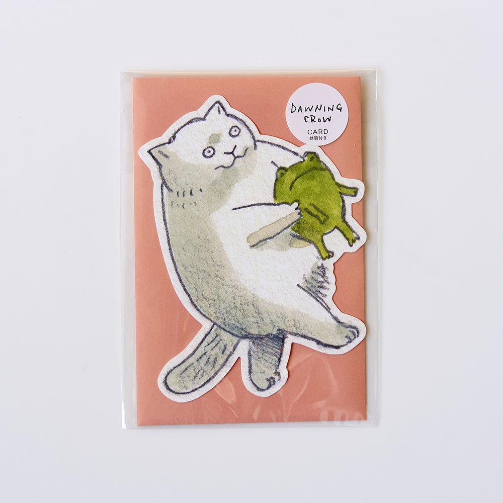 Cat & Frog Die-cut message card