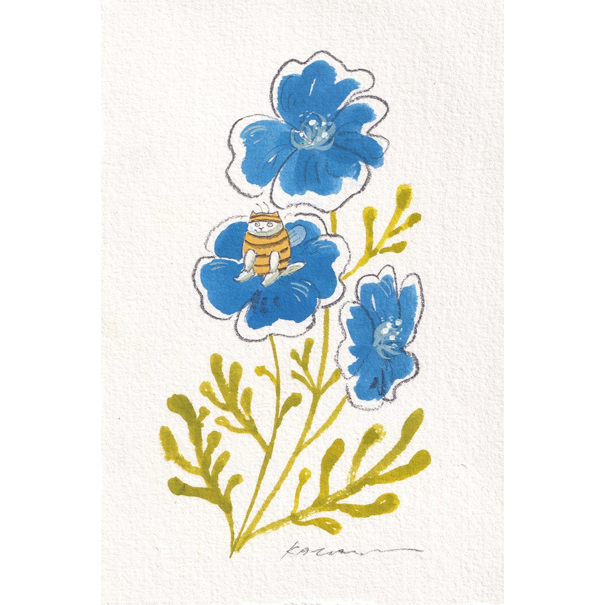 Cat bee on Blue Poppy_2025_SQ1200.jpg