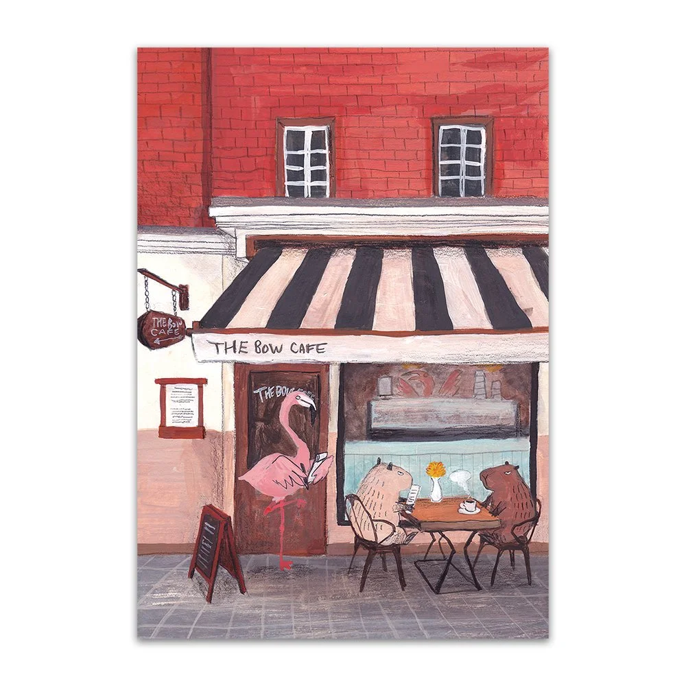 Capybaras in the Café Postcard