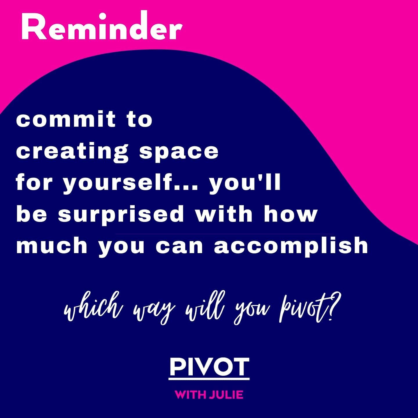 Do you make space for others, but not yourself? Let's change that! Schedule your free discovery session today.
.
.
.
.
#coaching #coach #performancecoach #executivecoach #executivecoaching #pivotwithjulie #leader #leadershipcoaching #leadership #lead