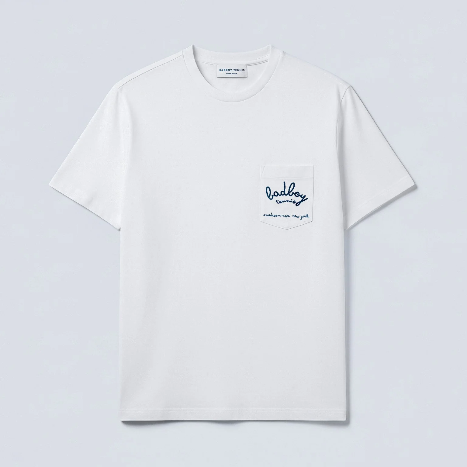 The Madison Ave Script Pocket Tee - White