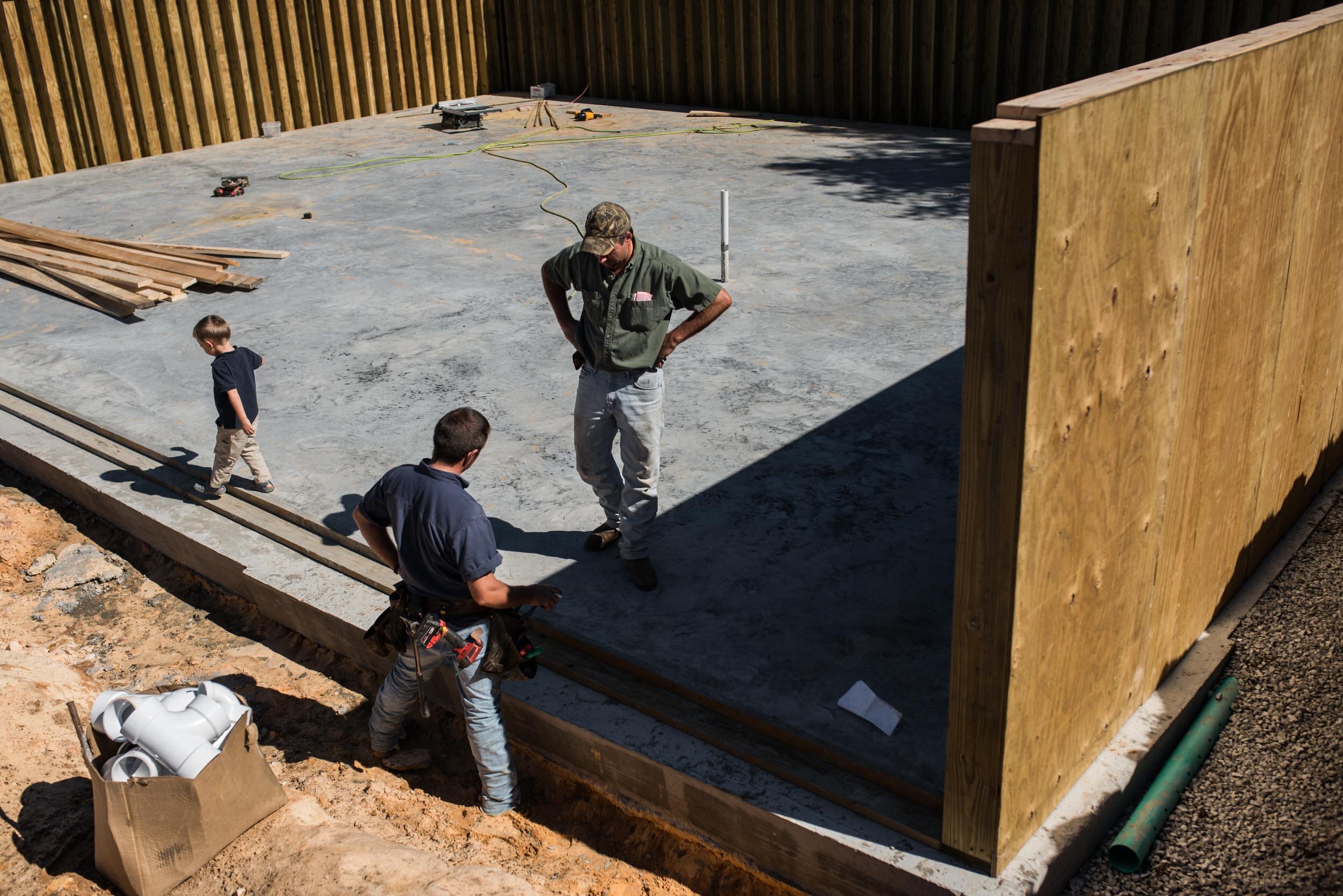Framing is underway on the basement of their farm home. Nathan receives extra help from his brother David Mast, who sometimes brings several helping hands with him from the Nathan’s former community in Summersville.