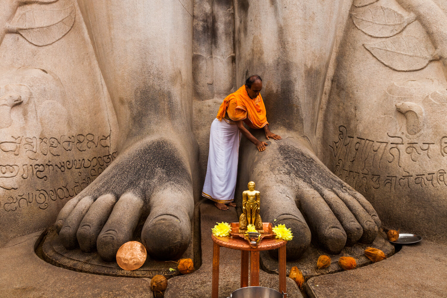  Priest at Gommateshwara Statue at Shravanabelagola, Karnataka, India 