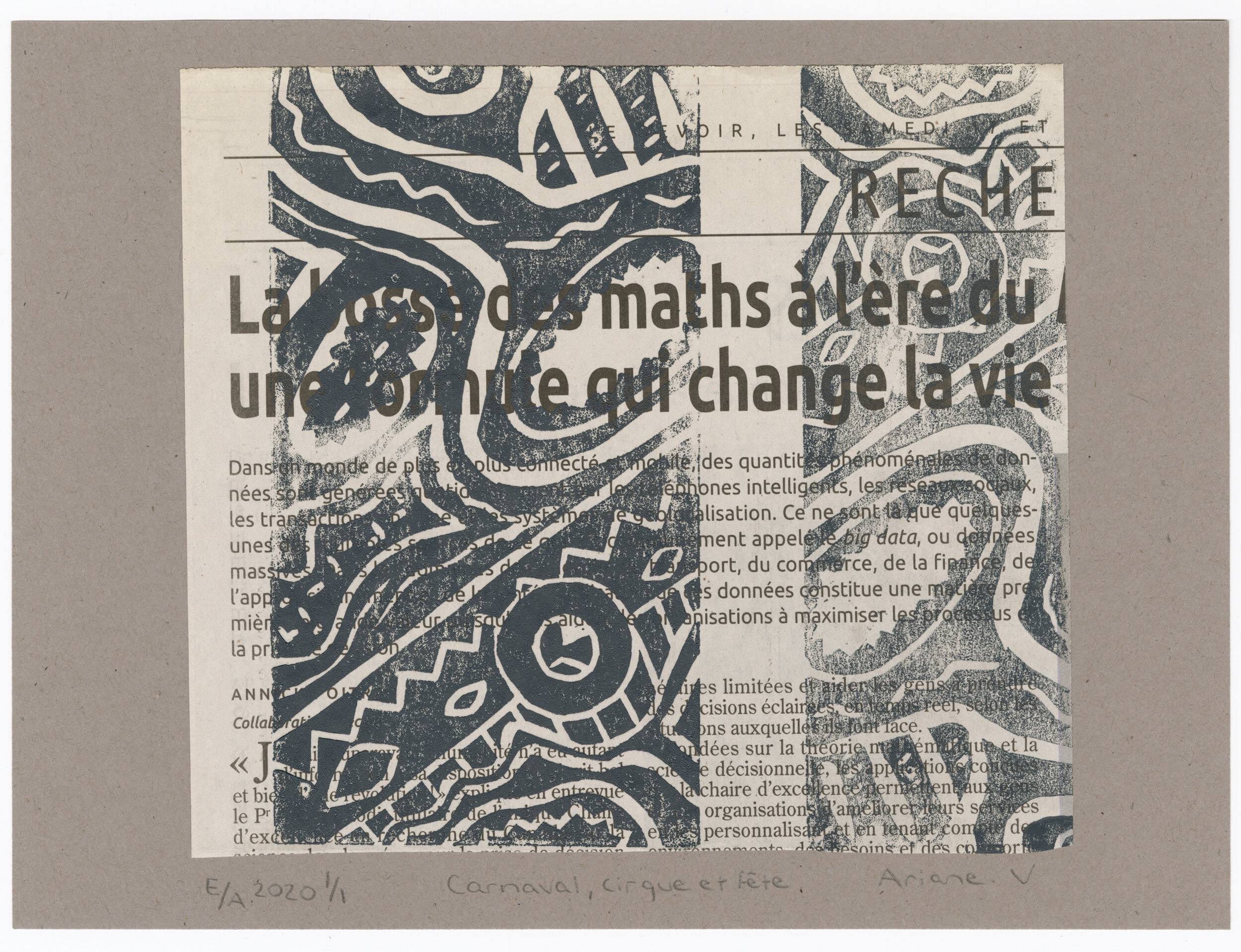 Linogravure "Carnaval, cirque et fête"  