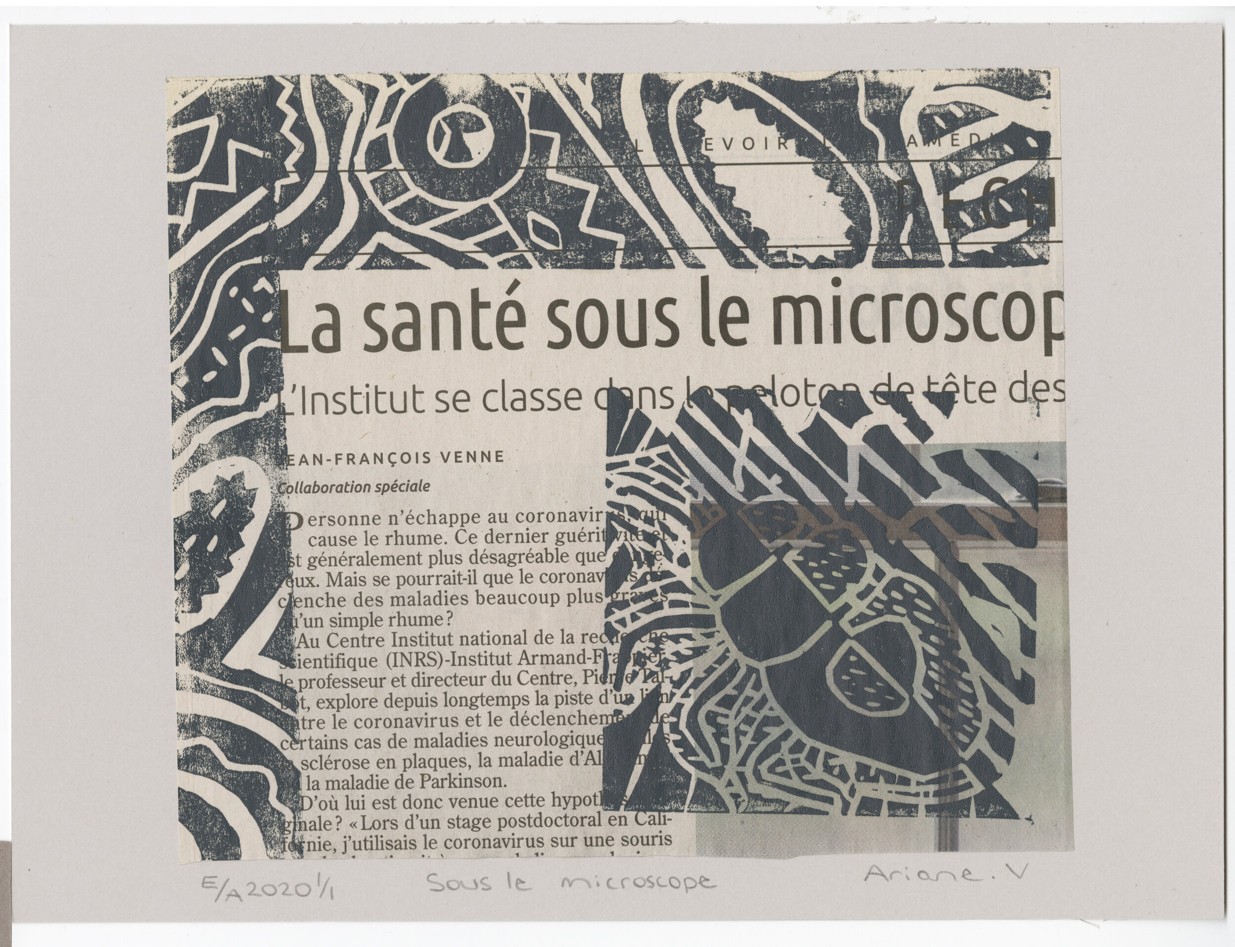 Linogravure "Sous le microscope"  
