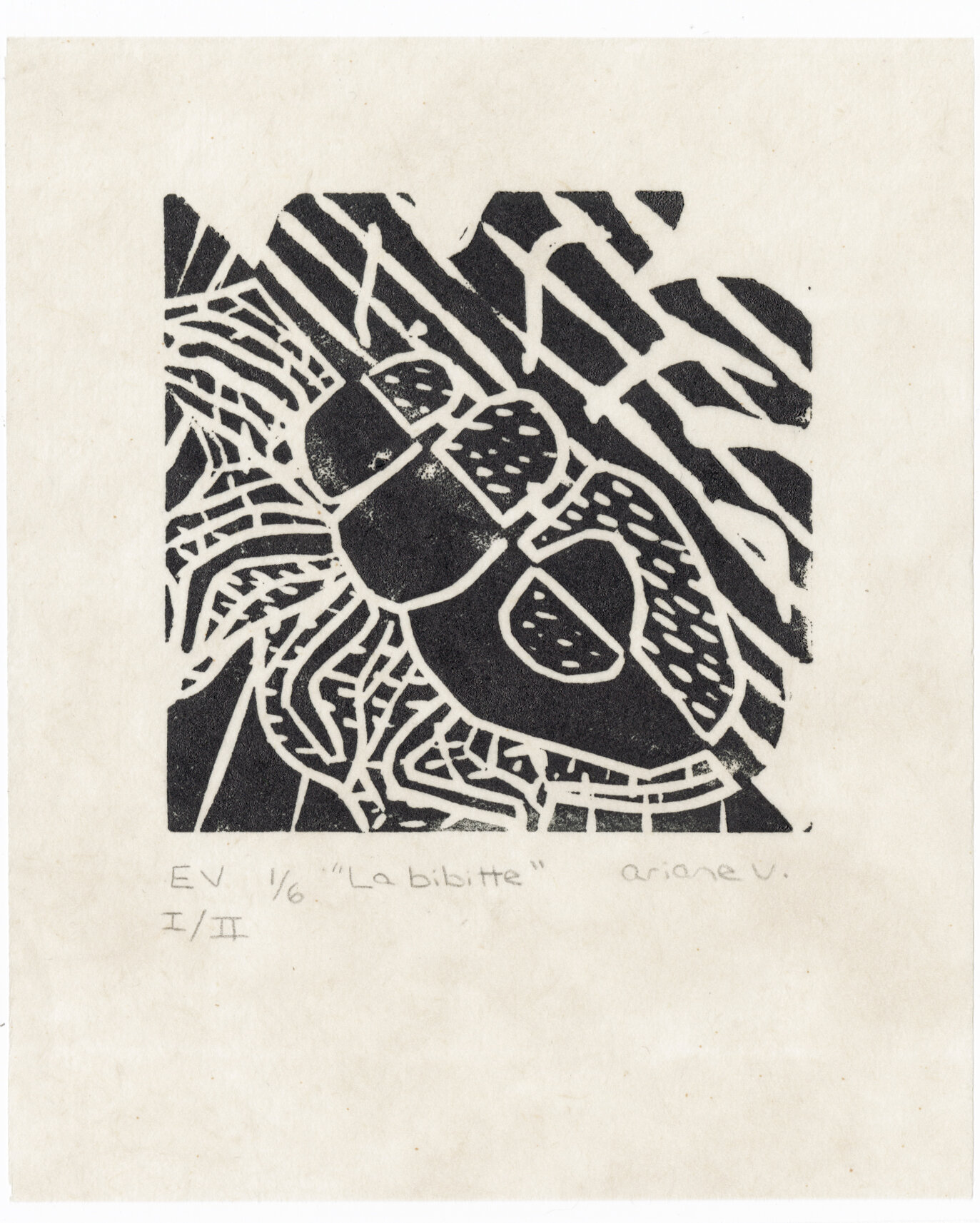 Linogravure "La bibitte"  I/II