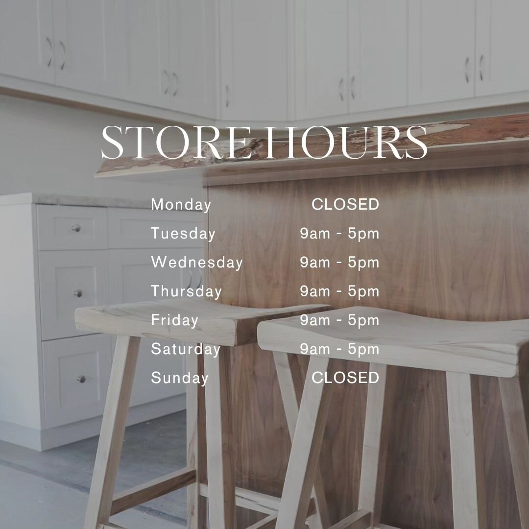 Store hours ⏰️

🗓 Tuesday to Saturday 9am - 5 pm

Come visit our showroom at 61 Fisher road, Bruce Mines ON and see our beautiful selection of Mennonite built furniture &amp; kitchens.

Shop all pieces on showroom floor at 10% off! 

☎️
705-971-0240