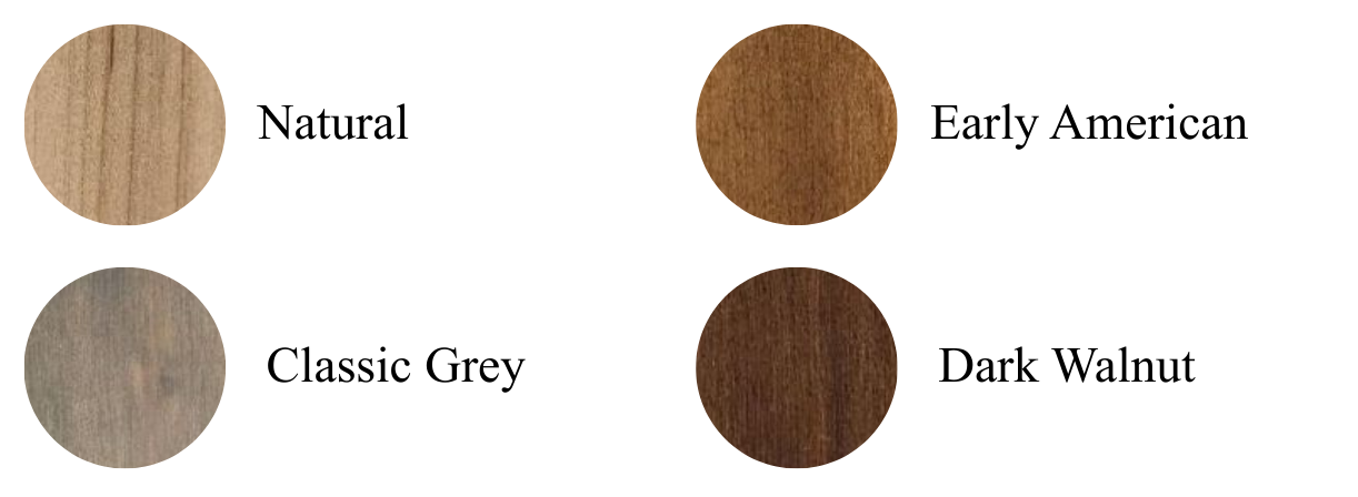 Four circles showing different shades of wood grain, arranged in a 2x2 grid.