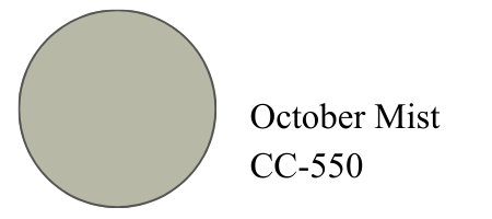 A green-grey colour sample for cabinet design.