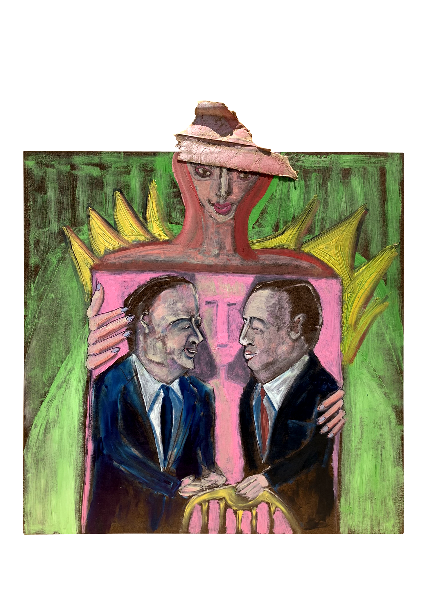 2009_MLH_Display Board_27.5X24_Oil On Masonite with Paper Hat_.png
