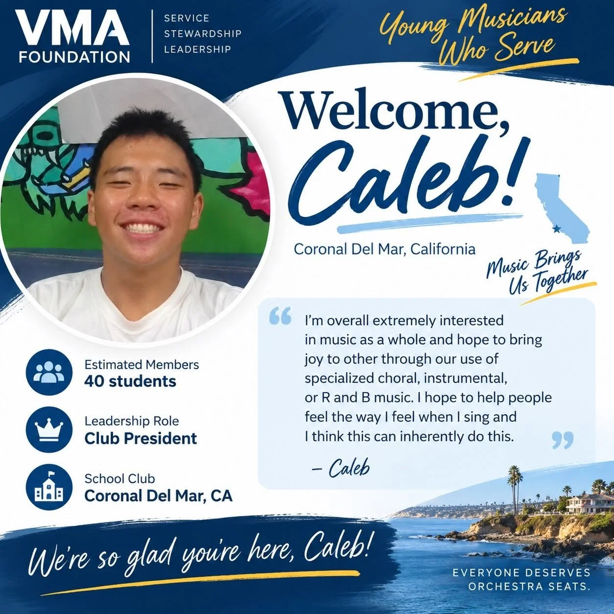 Welcome, Caleb! A New School Club in California