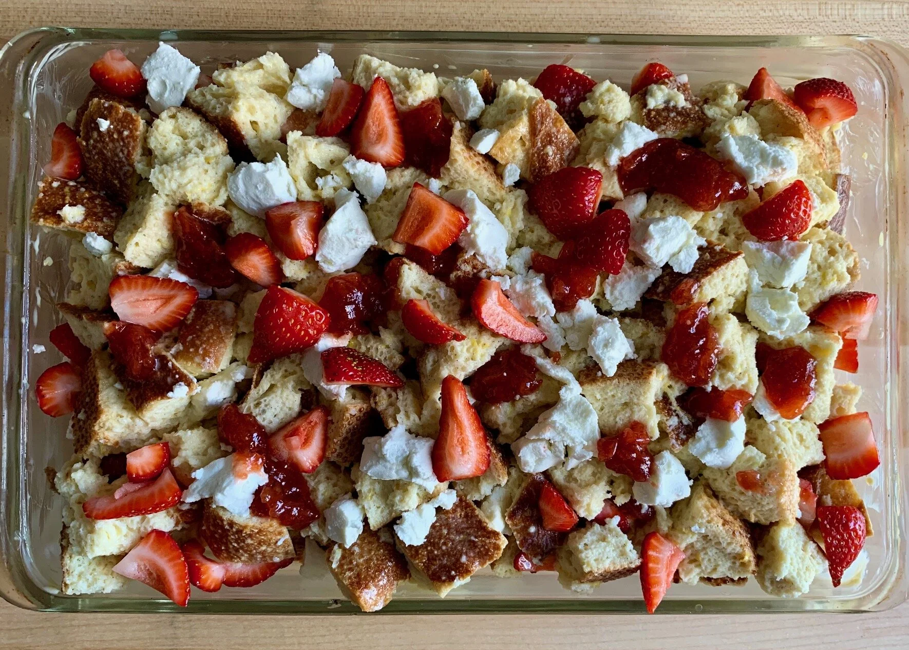 Goat Cheese Bread Pudding with Strawberries & Meyer Lemon Recipe The