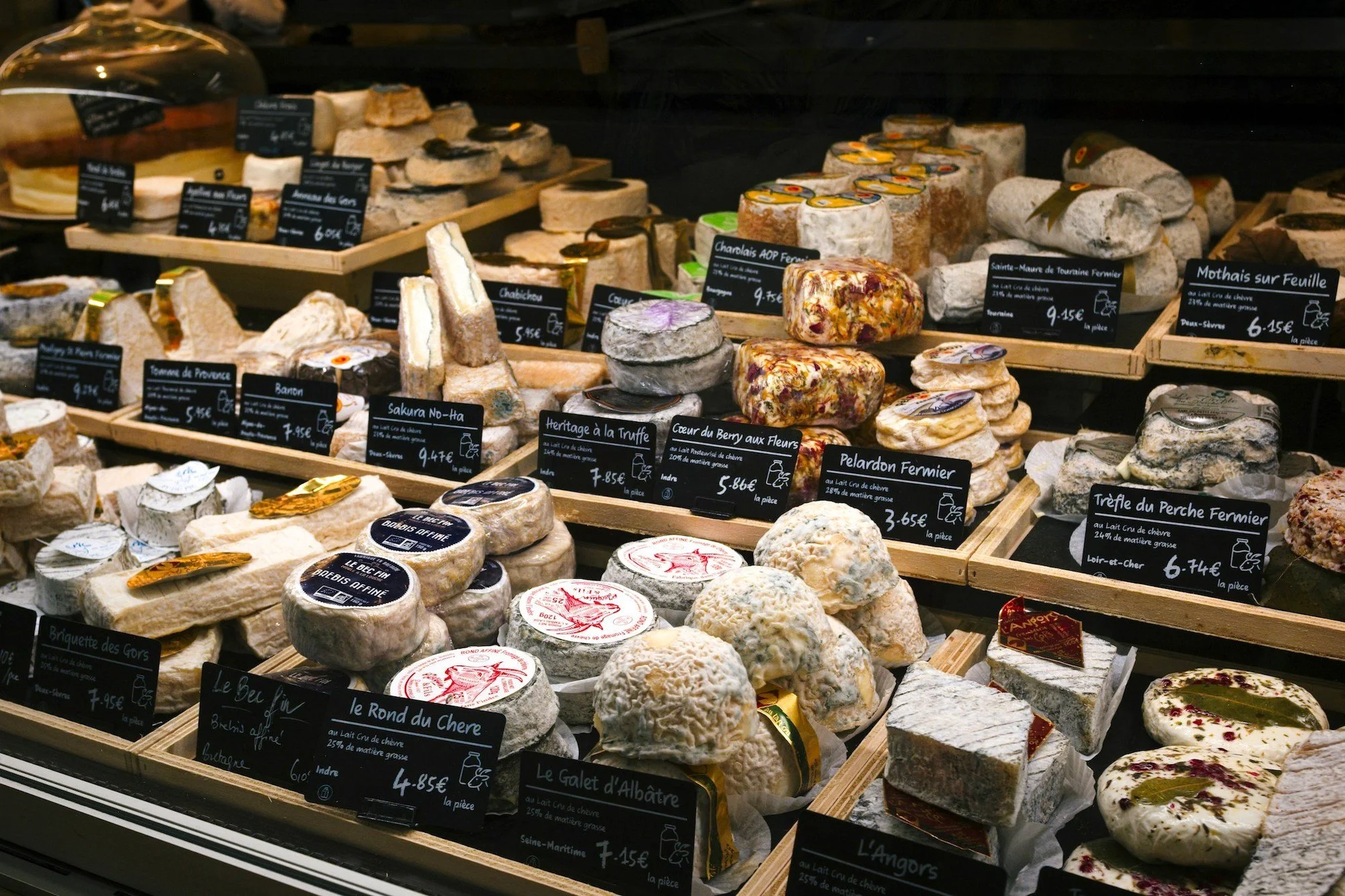 French cheeses in case