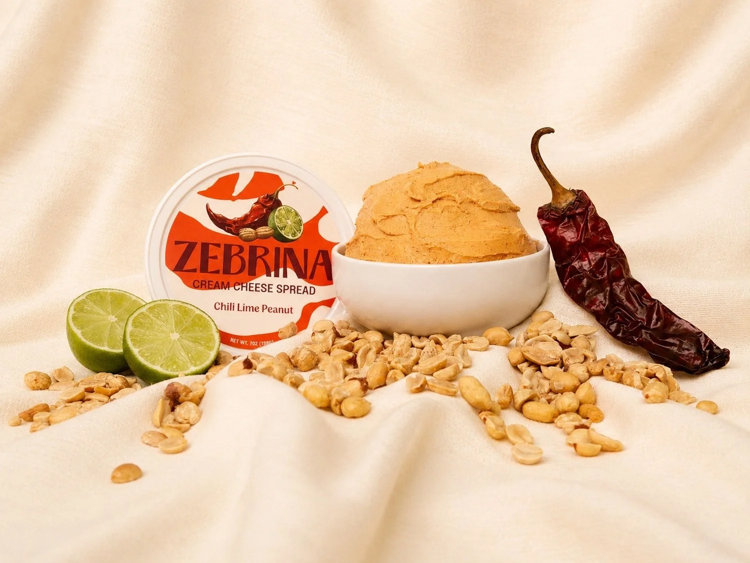 Zebrina Chili Lime Peanut Cream Cheese Spread