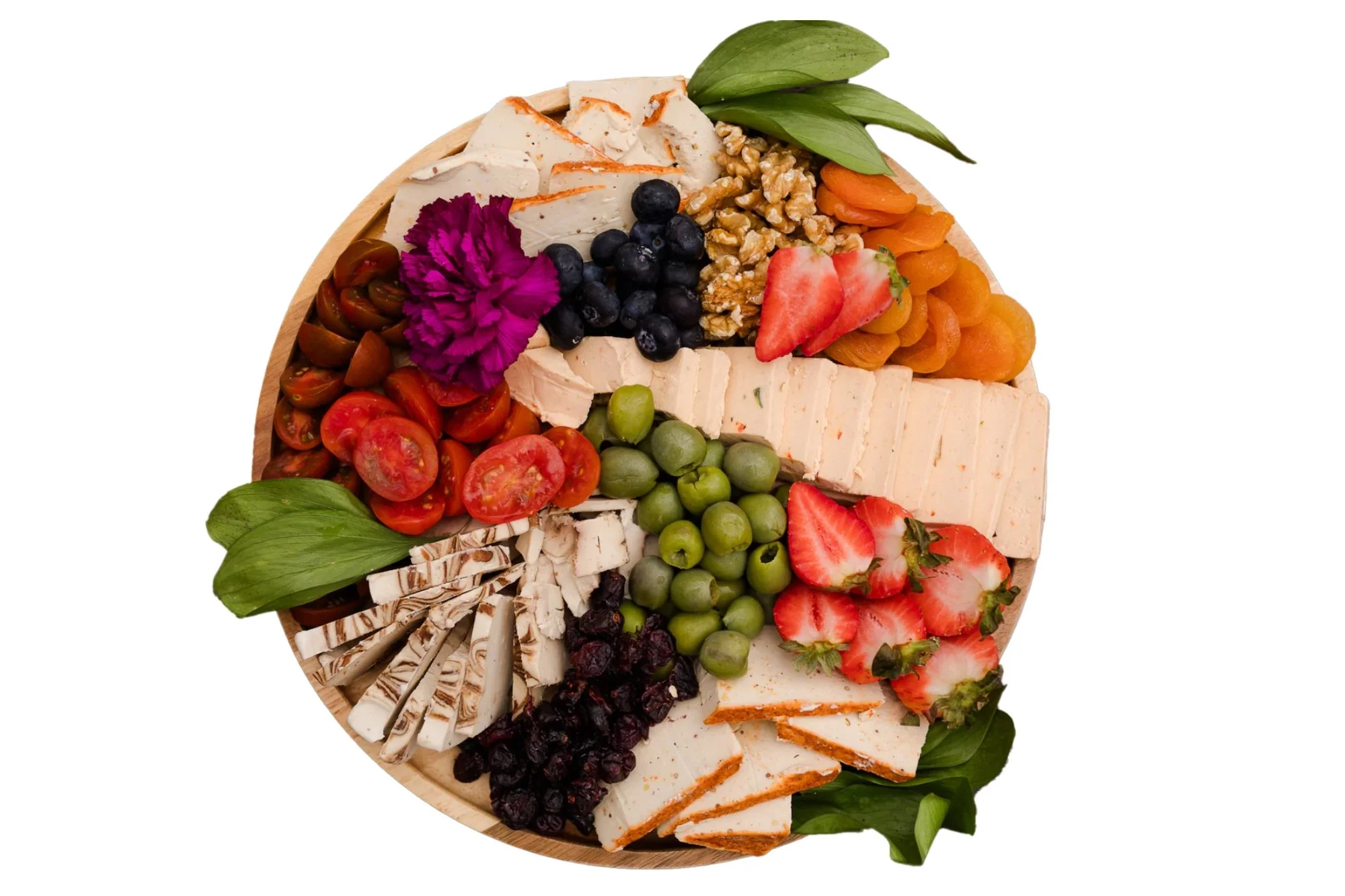 Vegan cheeseboard with cheeses from Darë