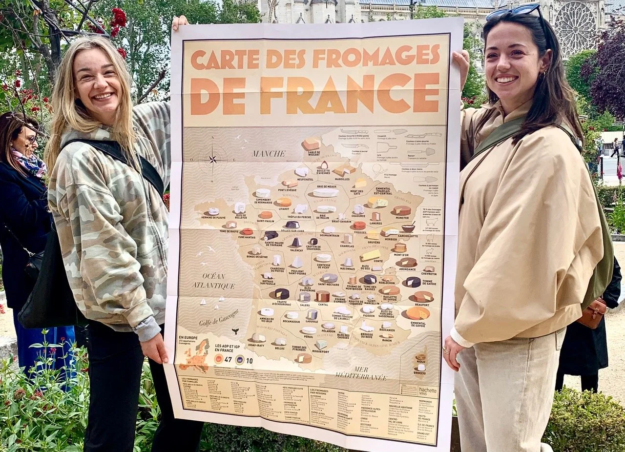 Cheese map of France on Ann-Sophie cheese tour