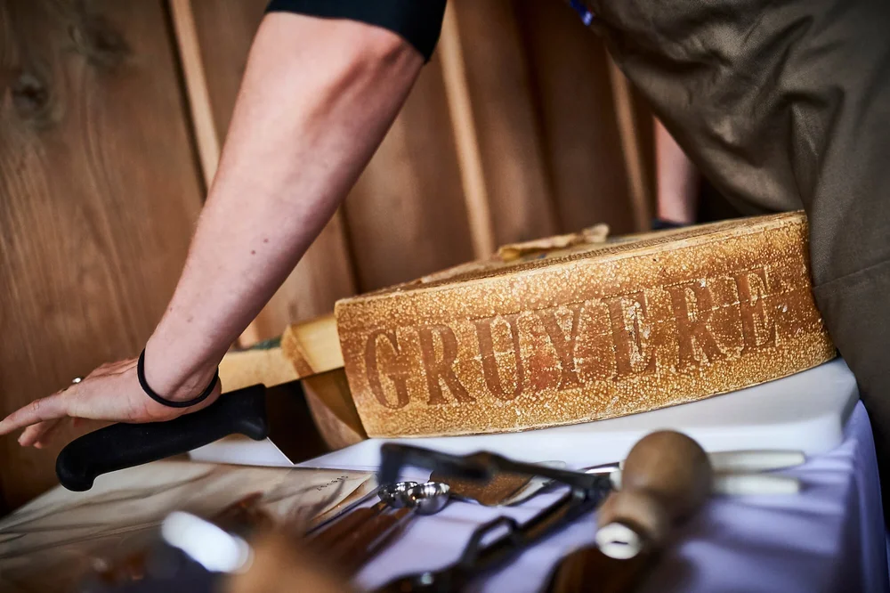 Cutting an AOP Gruyère wheel