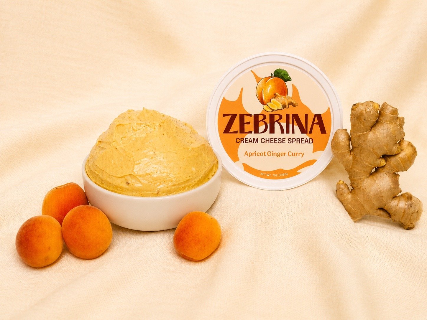 Zebrina Apricot Ginger Curry Cream Cheese Spread