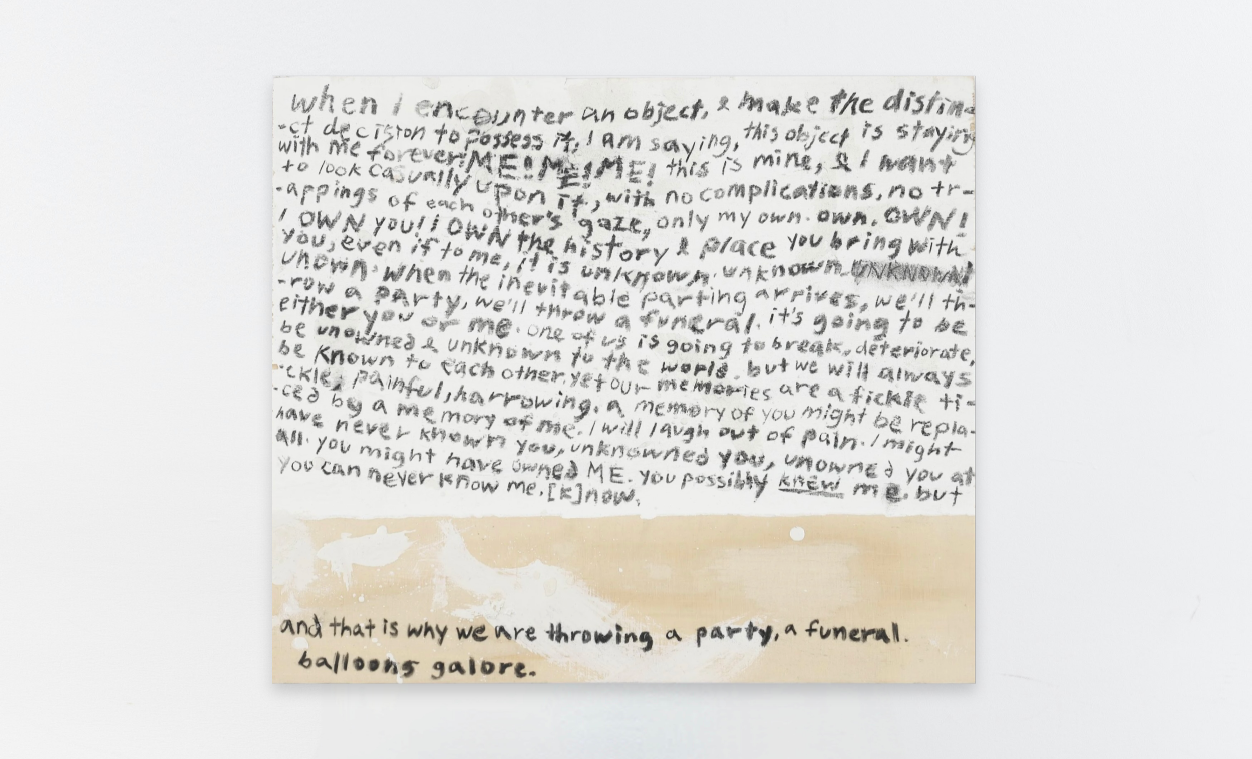 'A Party (A Funeral)' - charcoal and acrylic gesso on MDF, 29.5cm x 25.4 cm, 2022