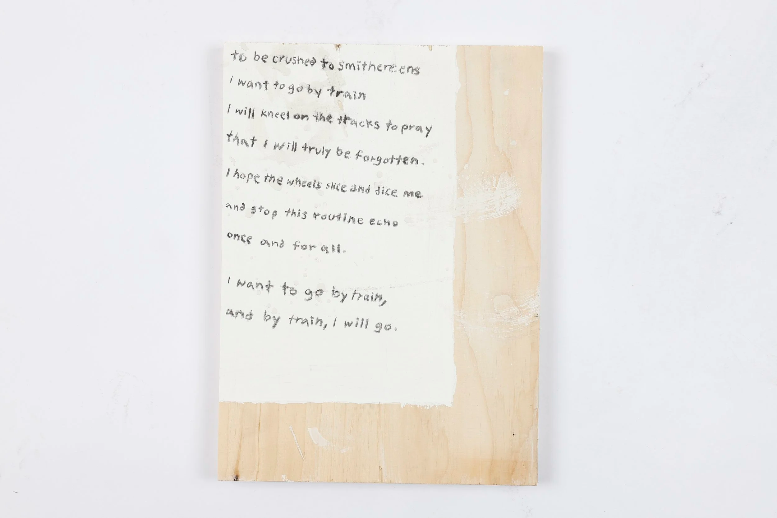 'To Be Crushed to Smithereens' - charcoal and acrylic gesso on MDF, 25.4 cm x 35 cm, 2022