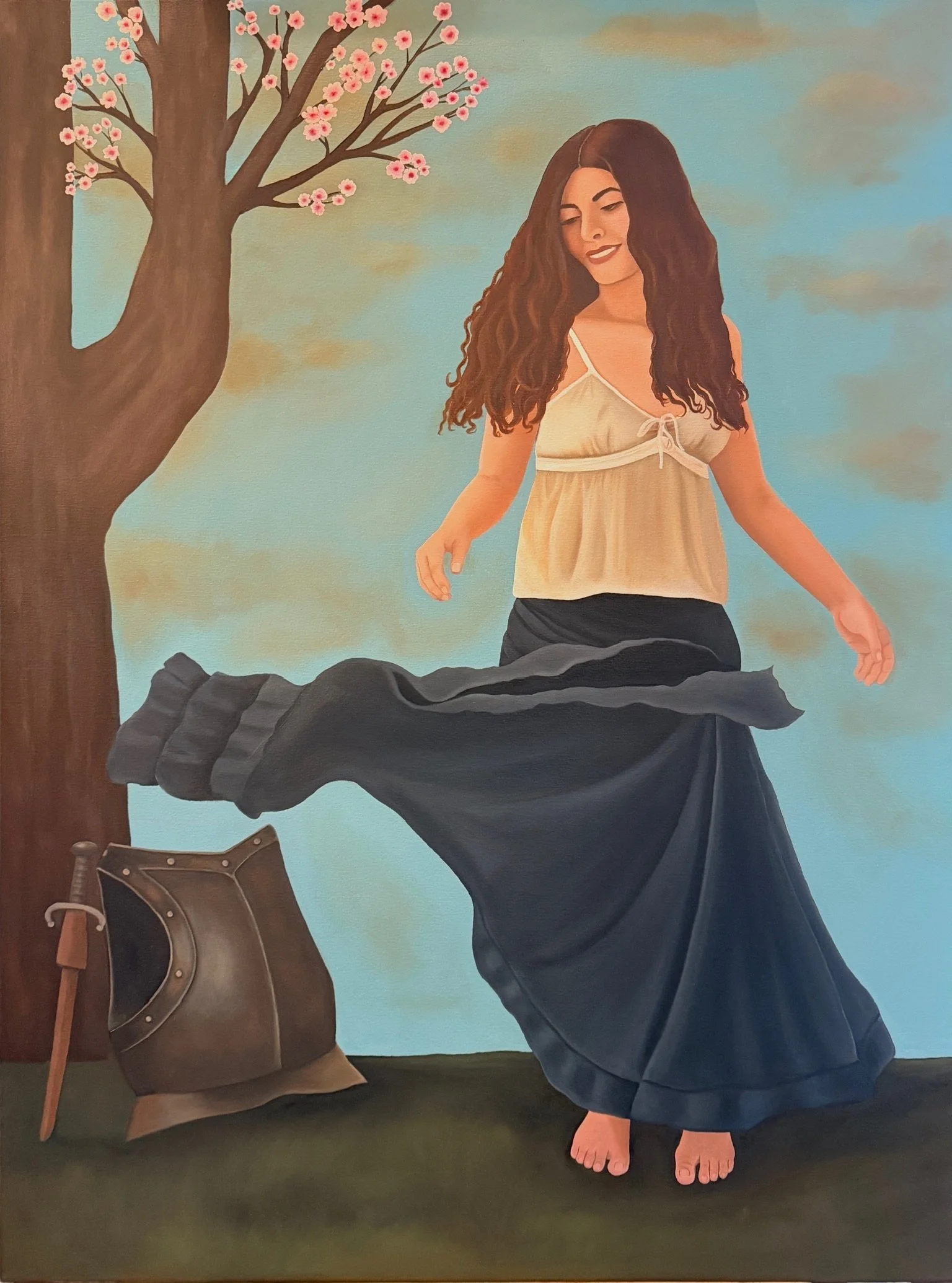 Maya Dances (2026) paper, acrylic and oil,  36" x 48"
