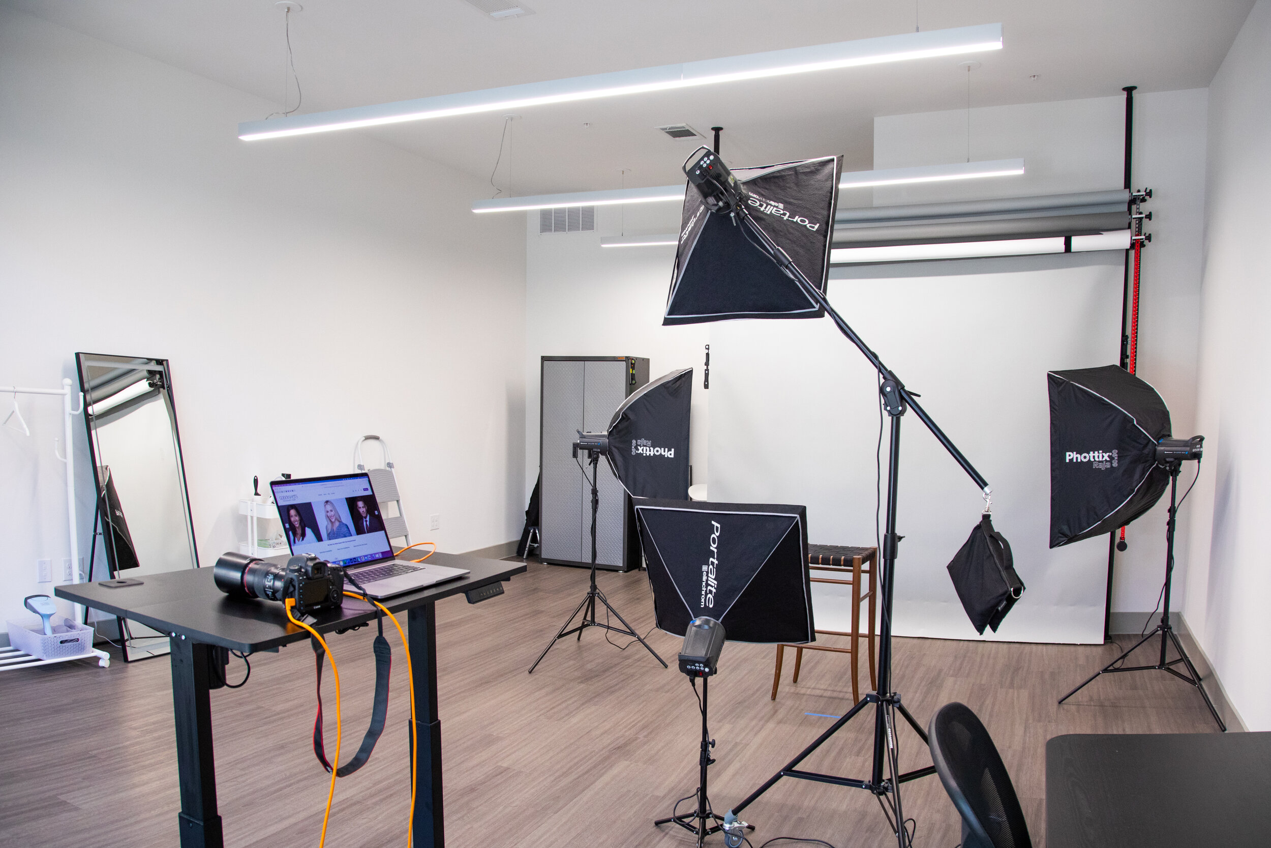 Interior view of Godoy Shots studio setup for corporate and professional headshots.